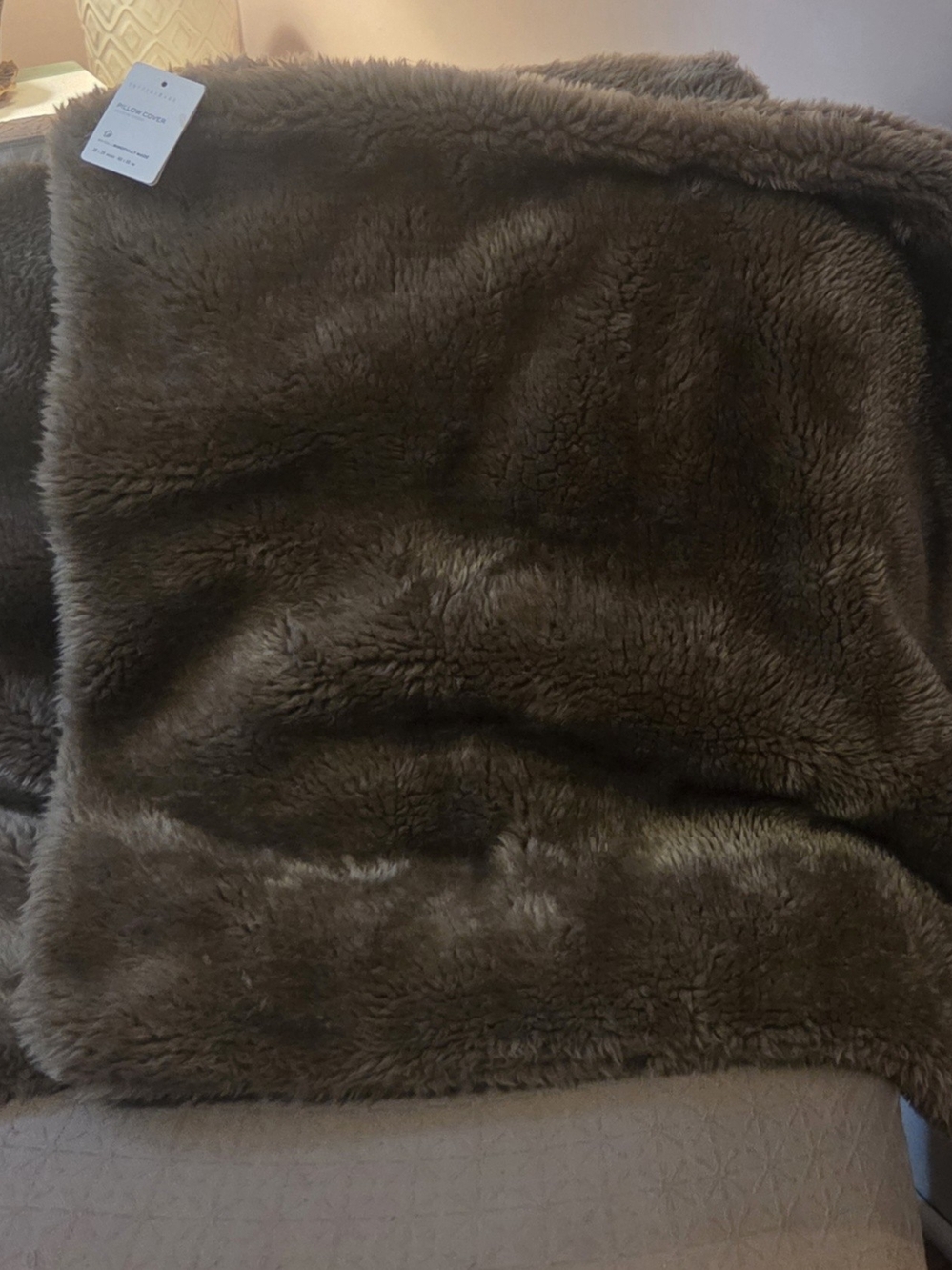 Pair Of Pottery Barn Plush Faux Fur Euro Shams- Brown NWT